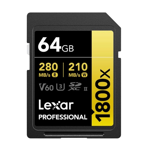 Lexar® Professional 1800x SDXC™ UHS-II Card GOLD Series 64GB
