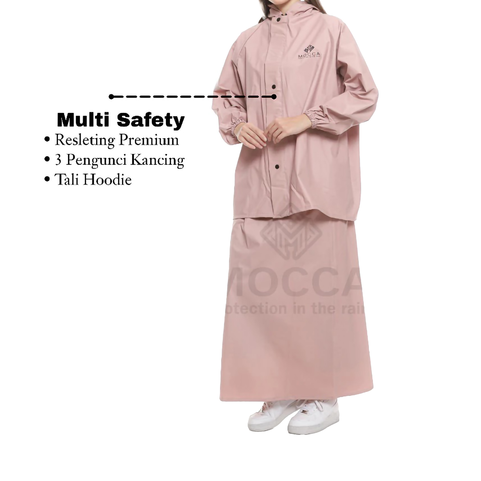  MOCCA Jas Hujan Setelan Rok Wanita