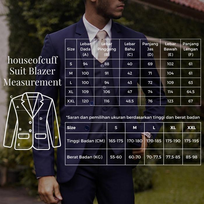 Houseofcuff  Houseofcuff Jas Pria Slim Fit Suit Blazer Formal Hitam