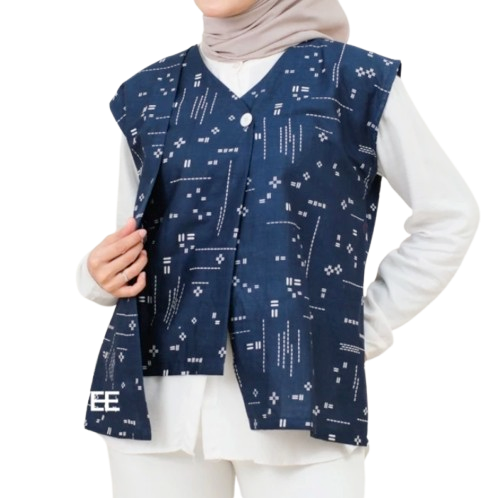 BRAWEE Vest Batik V Neck Motif Katulistiwa