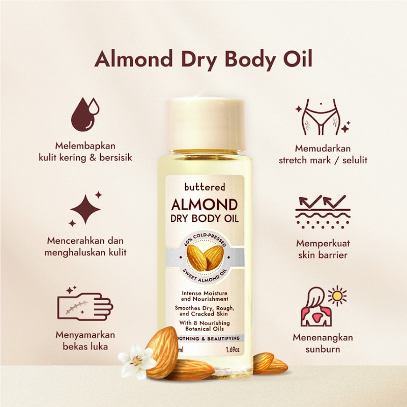 Buttered Almond Dry Body Oil 60% Cold Pressed