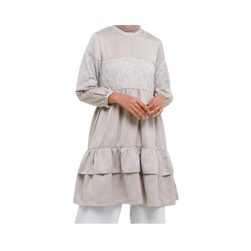 MFMW Zannah Tunik Brukat Beige 1