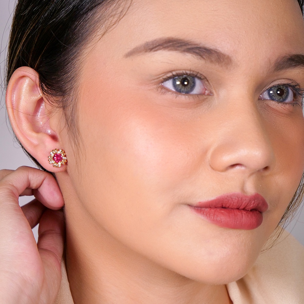 Xuping Jewelry Anting Tusuk Wanita Motif Bunga Mata Warna 0151190765