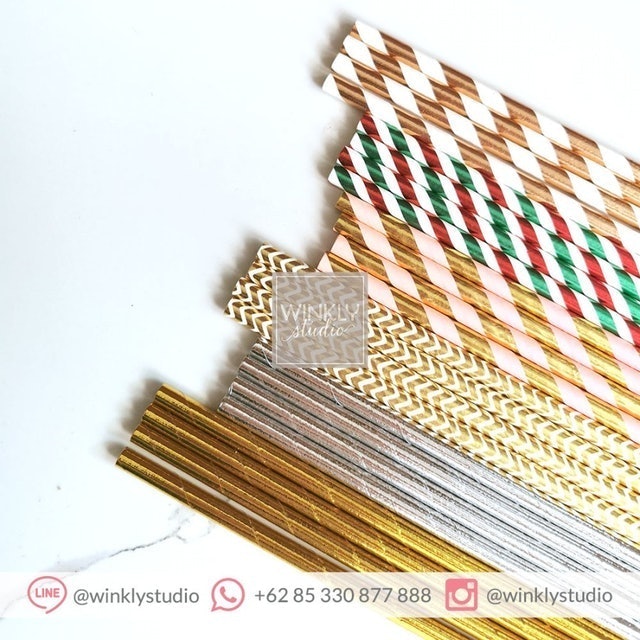 Sedotan Kertas Motif Metalik