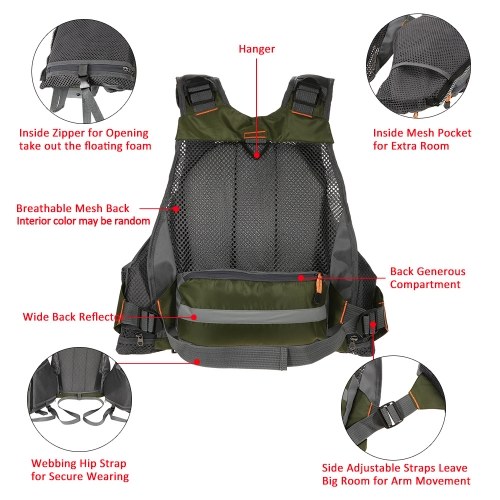 Lixada Outdoor Breathable Fishing Life Vest Superior 209lb Buoyancy