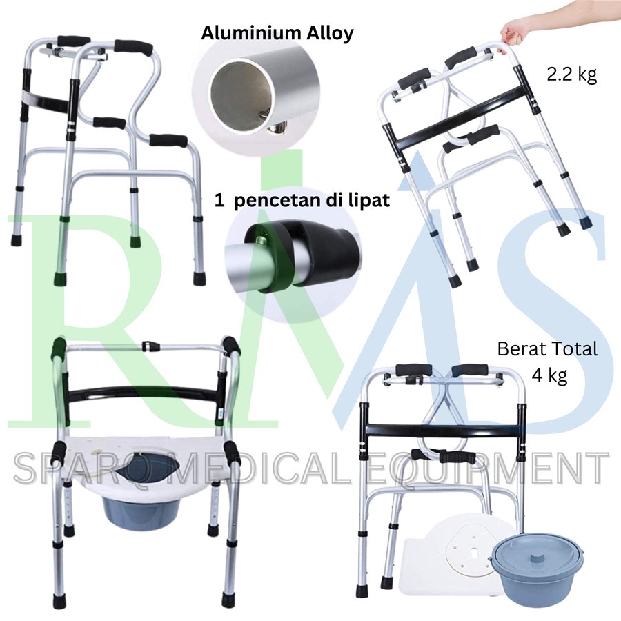 Care Medical Technology RMS Commode Chair Walker 5 in 1 WKR964L