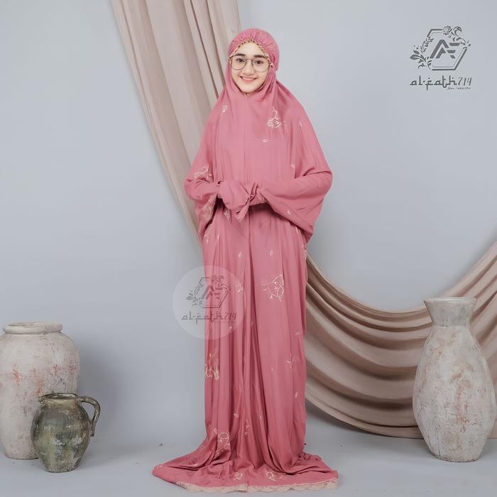  ALFATH714 Mukena Terusan Bordir Bunga Rose Love