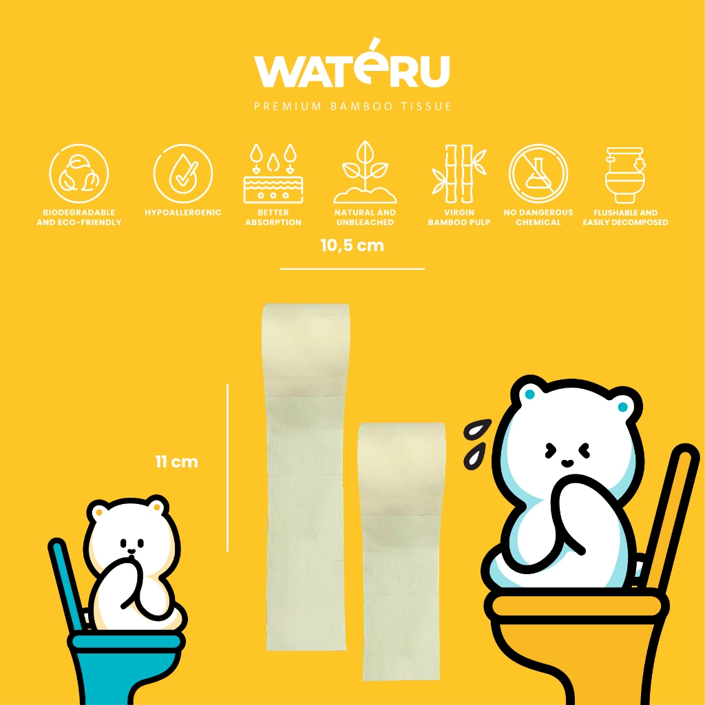 Wateru Natural Alkalindo Wateru Premium Bamboo Toilet Tissue