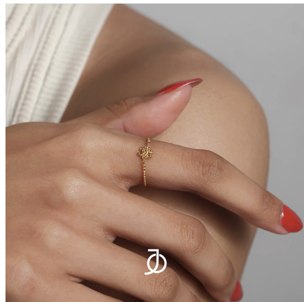  Jo Flower Diamond Cut Beads Rings White Gold