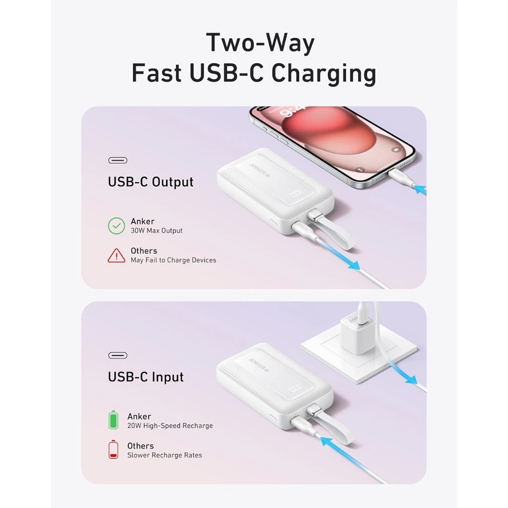 Anker Innovations Anker Zolo Power Bank 30W 10000mAh with Cable Type C Fast Charging PD 3.0 A1688