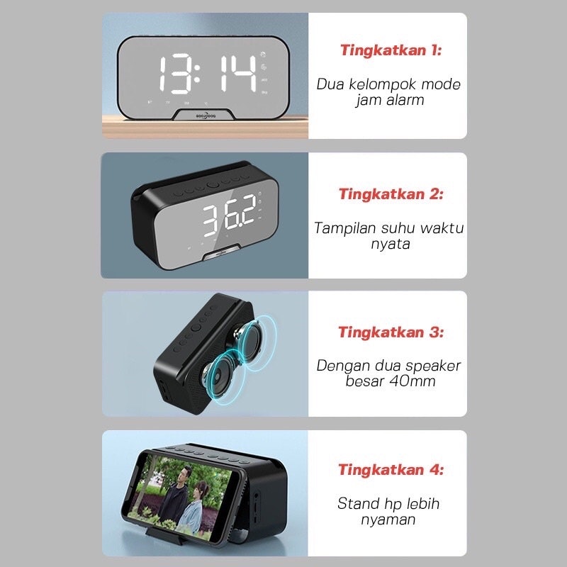 GOOJODOQ LED Display Alarm Clock Smart Speaker 4
