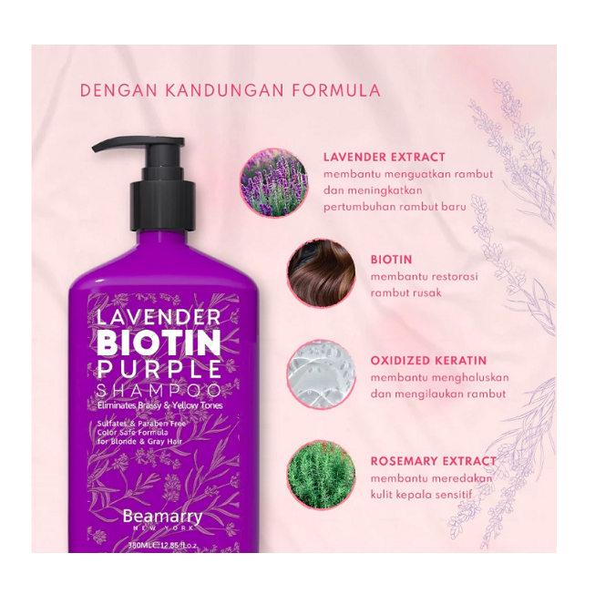 Beamarry Indonesia Makmur Beamarry New York Lavender Biotin Purple Shampoo 