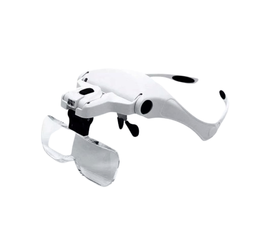 Kacamata Pembesar Reparasi Magnifying Glass LED + 5 Set Lensa