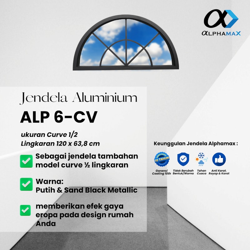 Jendela Aluminium (1/2 Lingkaran) 4