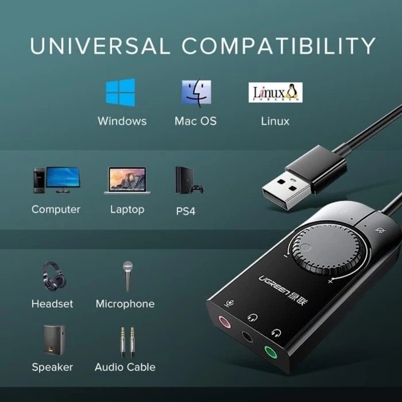 Ugreen USB External Sound Card 3