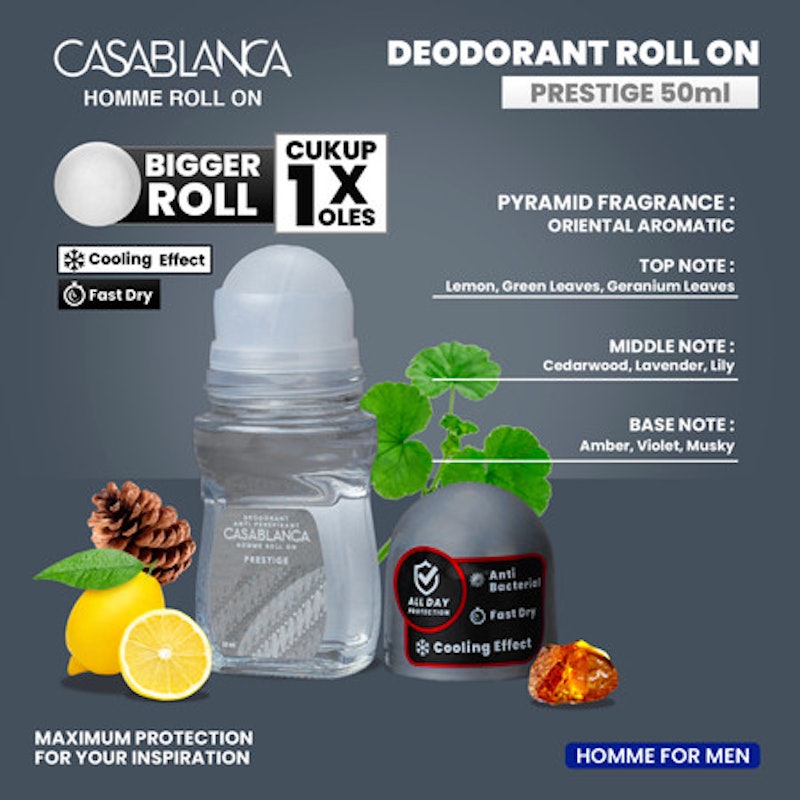 Casablanca Deodorant Roll On For Men Silver 3