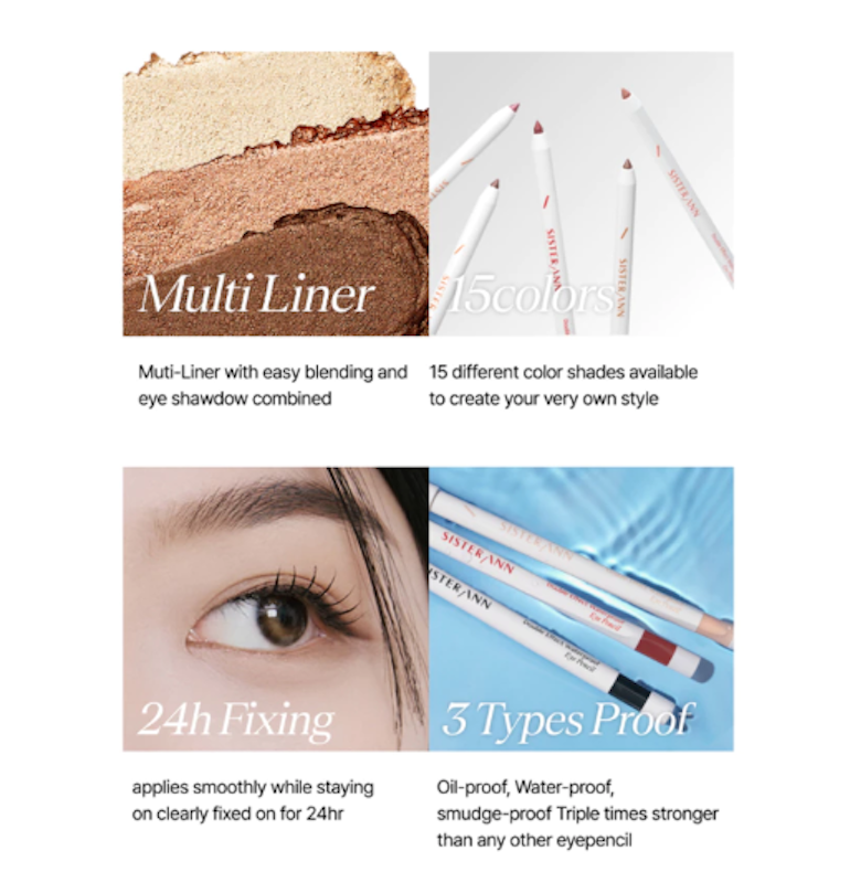 Sisters Ann Double Effect Waterproof Eye Pencil - Champagne Gold 3