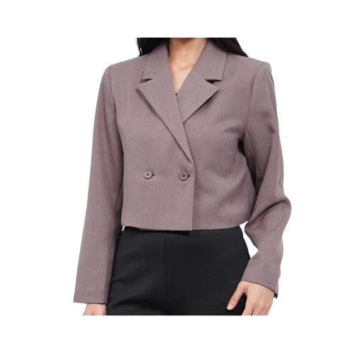 Executive Double Breasted Crop Blazer Taupe 1