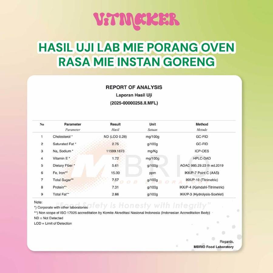 Megah Cantika Indonesia Vitmaker Mie Porang Oven Rasa Mi Instan Goreng 