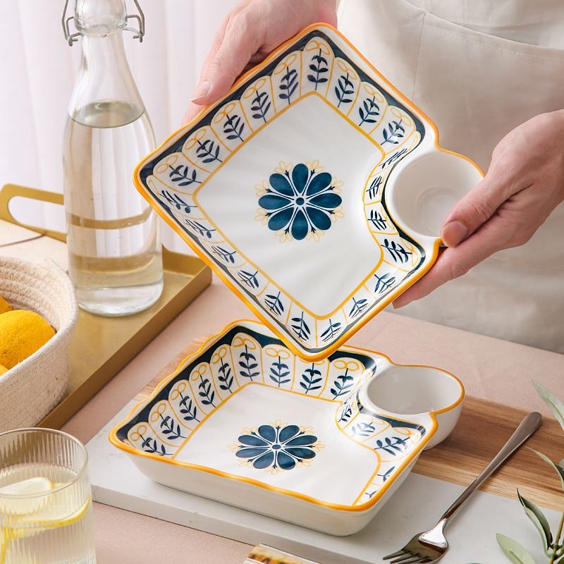 ASHOME Piring Saji Keramik Blue Flower Series 3