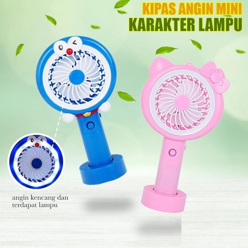 Kipas Angin Tangan Karakter + Lampu LED 3