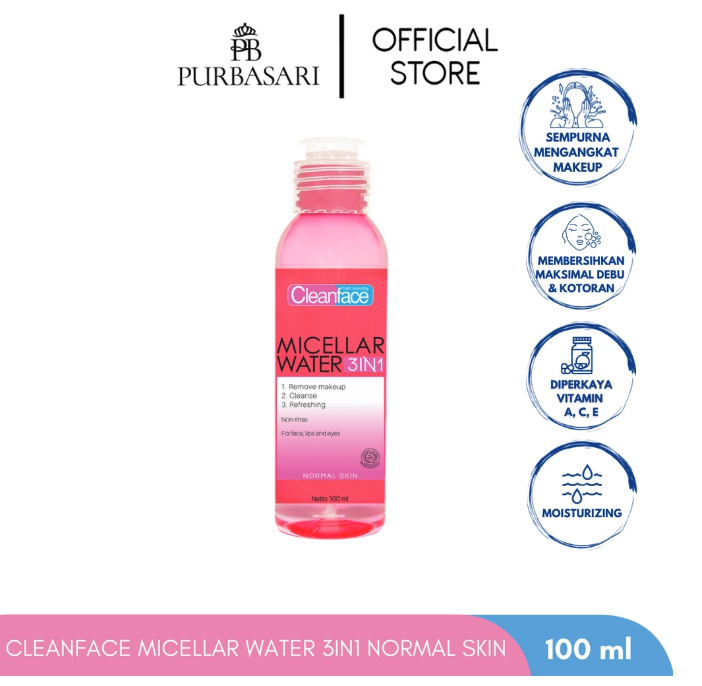 Gloria Origita Cosmetics  Purbasari Cleanface Micellar Water 3in1 For Normal Skin