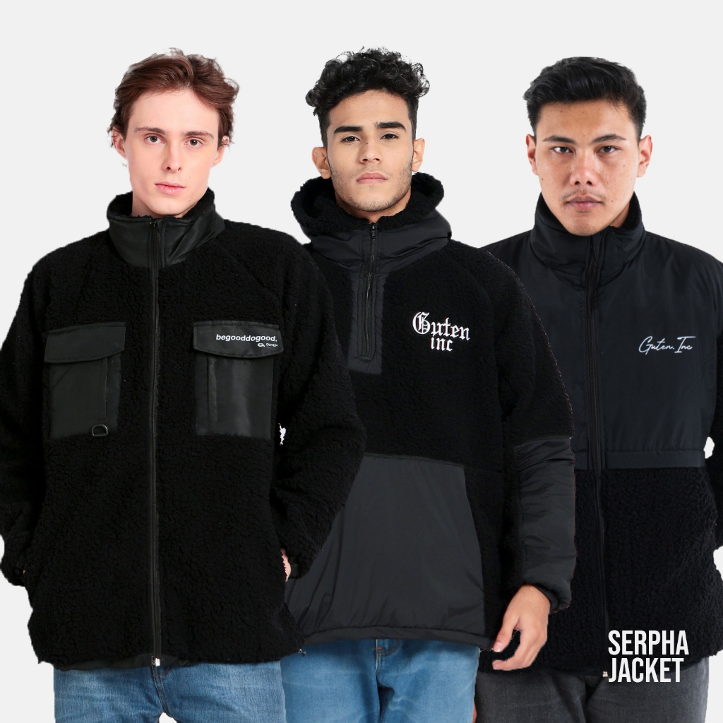Jaket Sherpa Hitam Pria 4