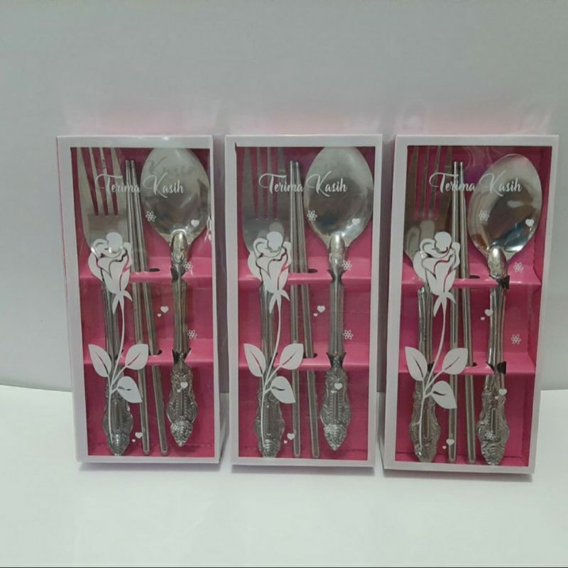 Sendok Garpu Sumpit Wayang Kemas Box Mika 3
