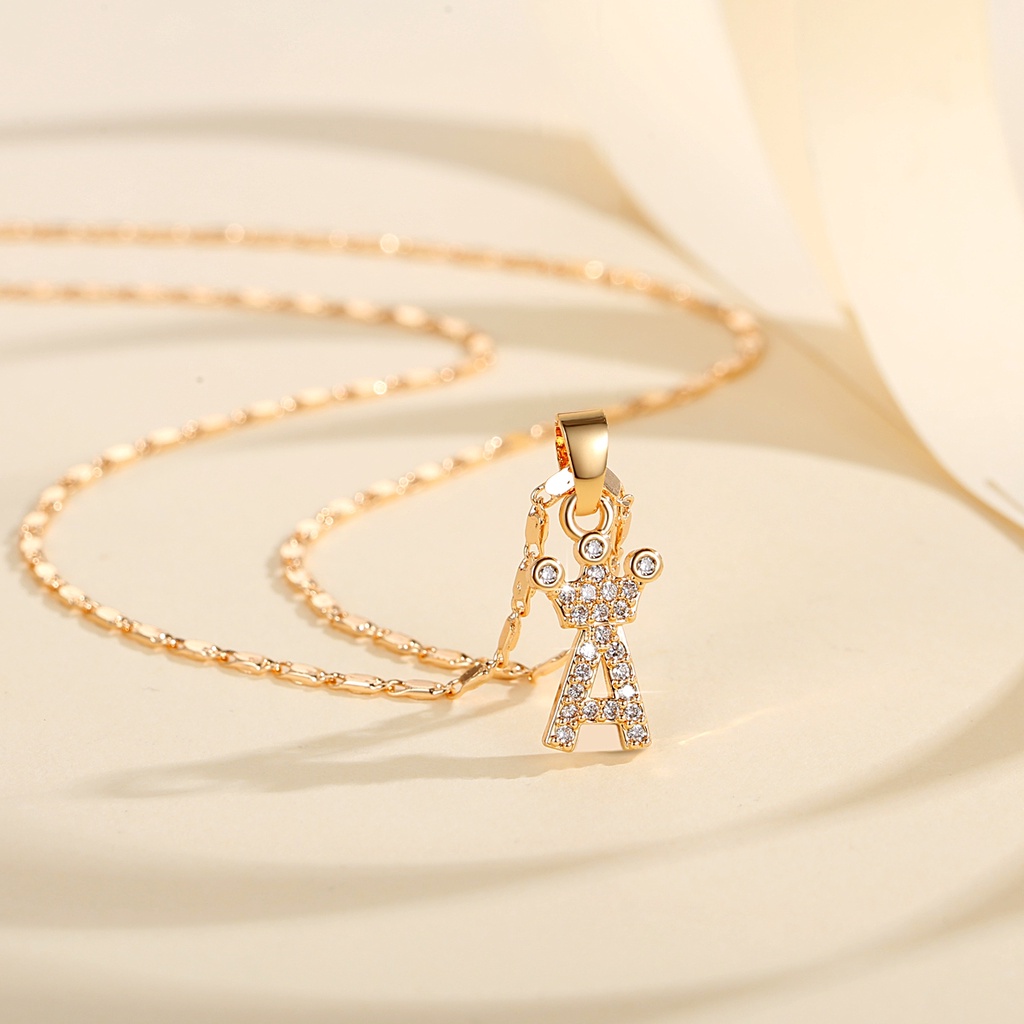 Lanme Jewelry  Kalung Titanium Wanita Huruf A-Z Gold Model Italy