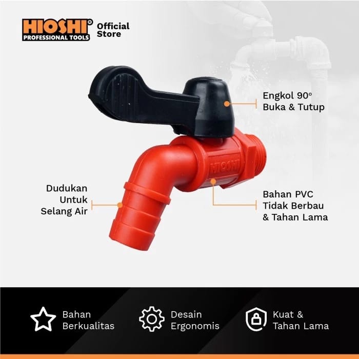 Hioshi Sanitary Hioshi Kran PVC Taman 3/4"