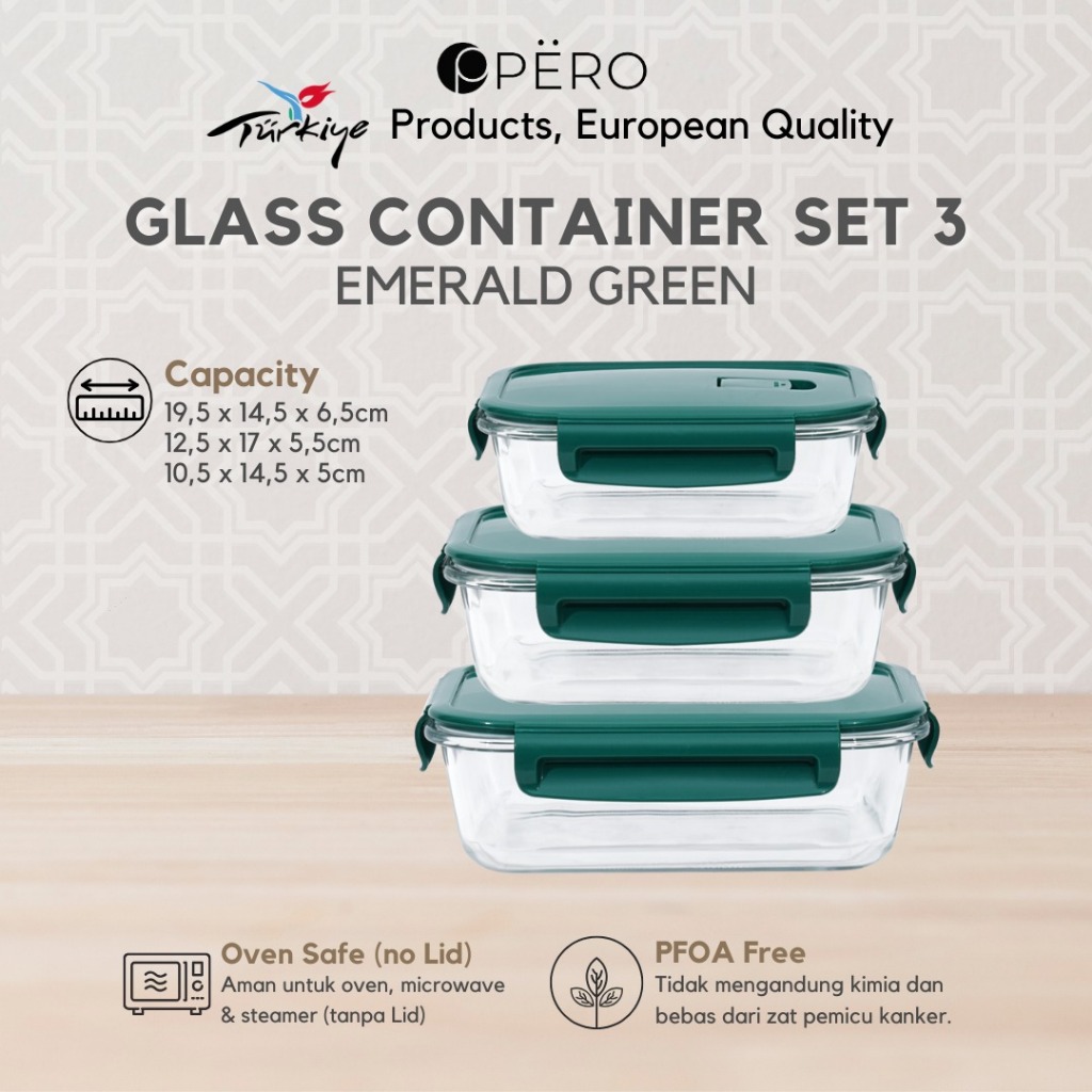 Pero Pero Glass Container Set of 3 Pyrex