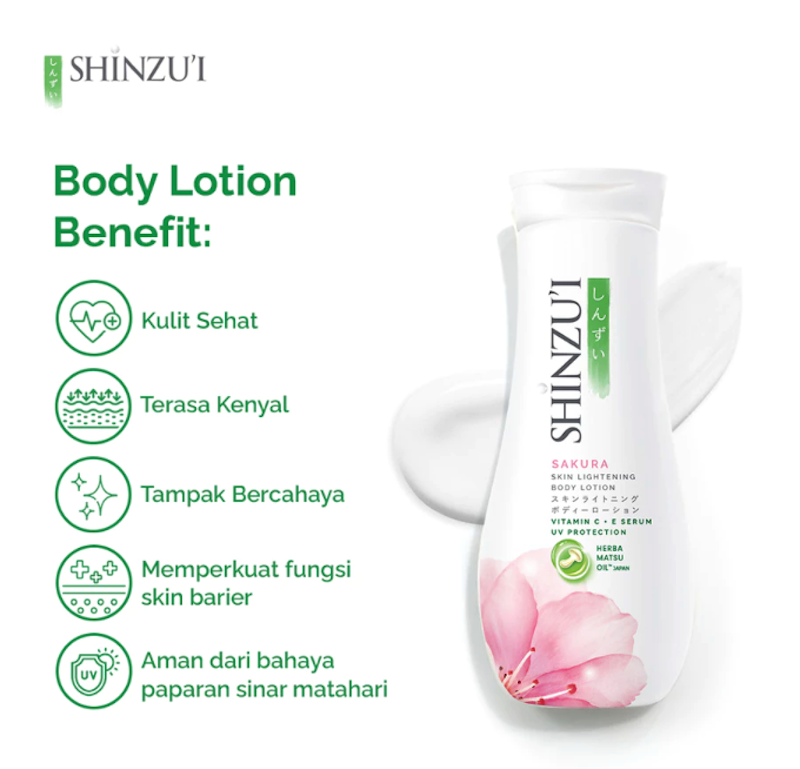 Shinzui Skin Lightening Body Lotion with Vitamin C + E Serum Sakura 210 ml 3