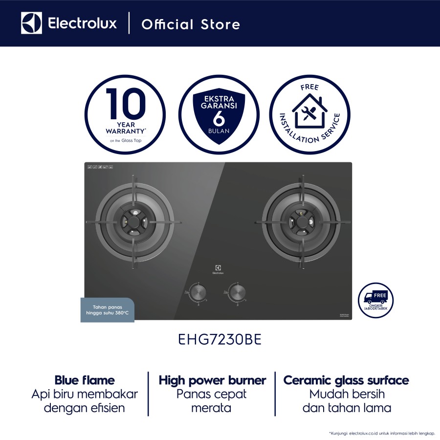 Electrolux Electrolux Kompor Gas Tanam Ultimatetaste 300 dengan 2 Tungku 78cm EHG7230BE