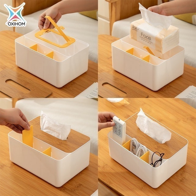 Tempat Tisu Rak Kosmetik Make Up Stationary Dapur Kayu Plastik 2