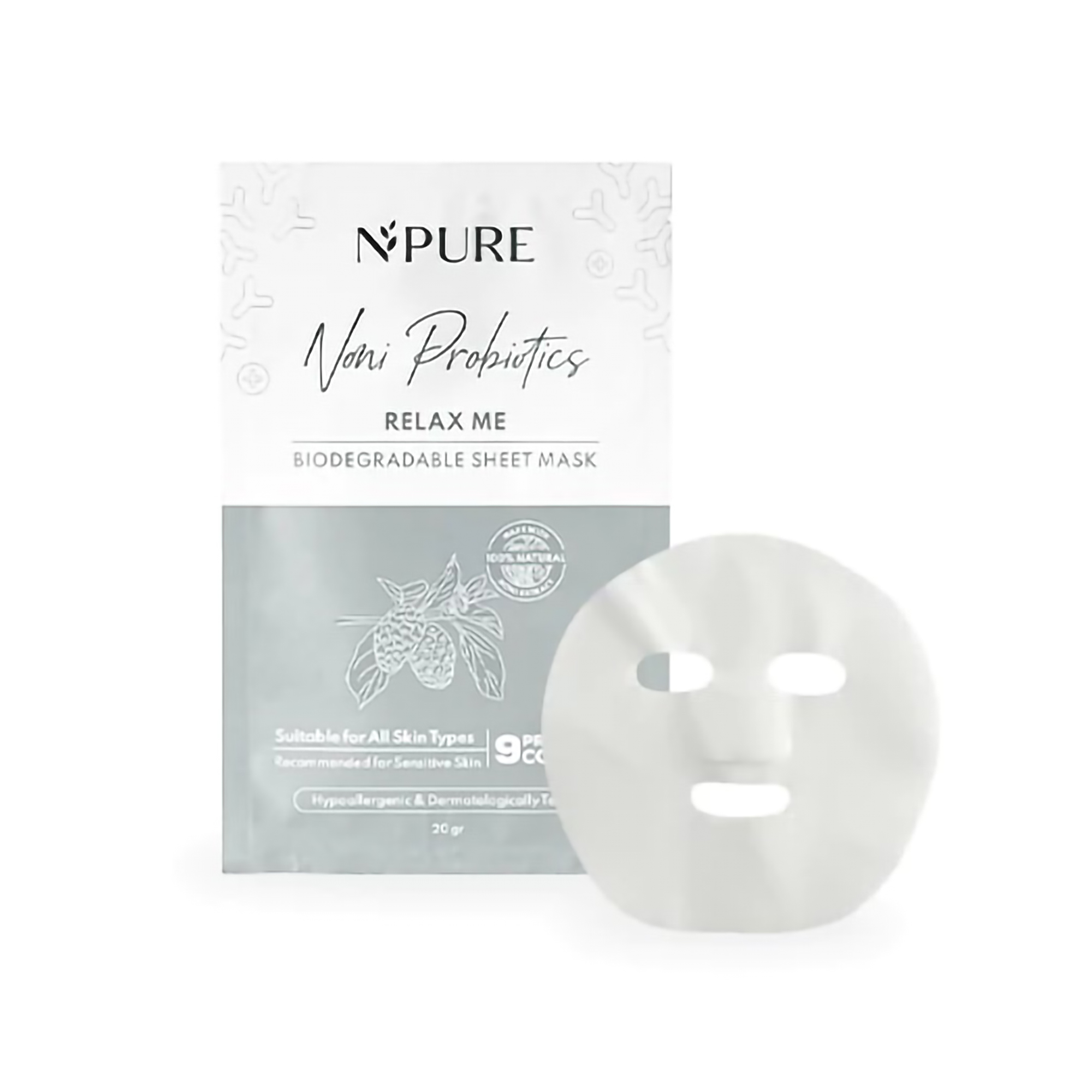 Penta Natural Kosmetindo N'PURE Noni Probiotics Relax Me Biogradable Sheet Mask
