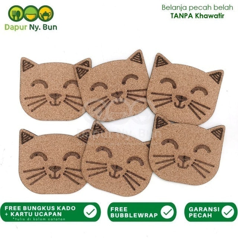 Tatakan Gelas Bentuk Kepala Kucing 2