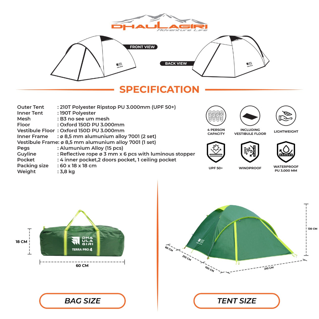 Dhaulagiri Indo Raya Dhaulagiri Terra Pro 4 Tent