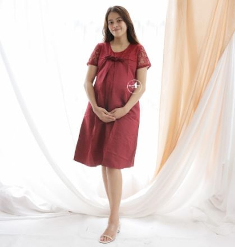 CELYNE Baju Hamil Dress Menyusui Brokat Pesta Pita 2