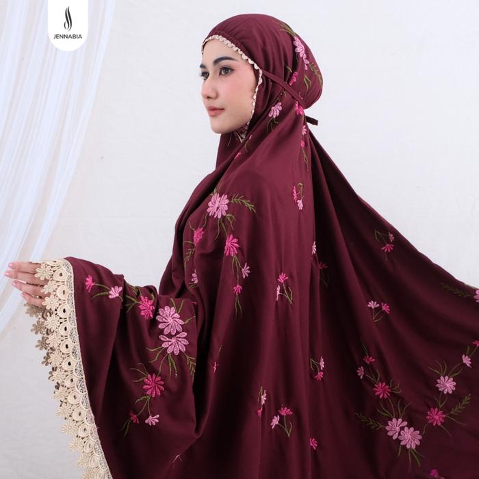  Jennabia Mukena Bordir Mewah Katun Premium Sabria