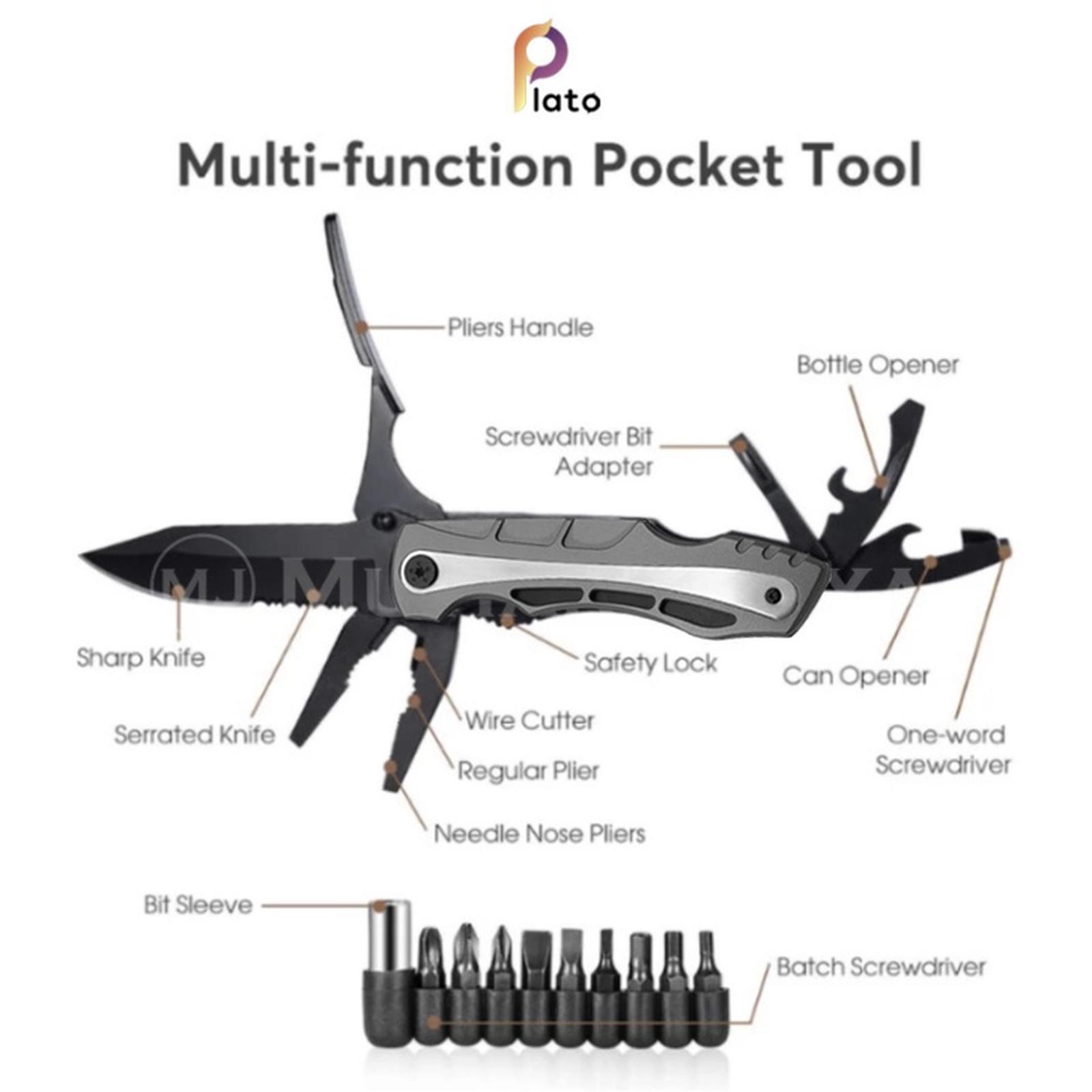  PLATO Pisau Tang Lipat Multifungsi 12 in 1