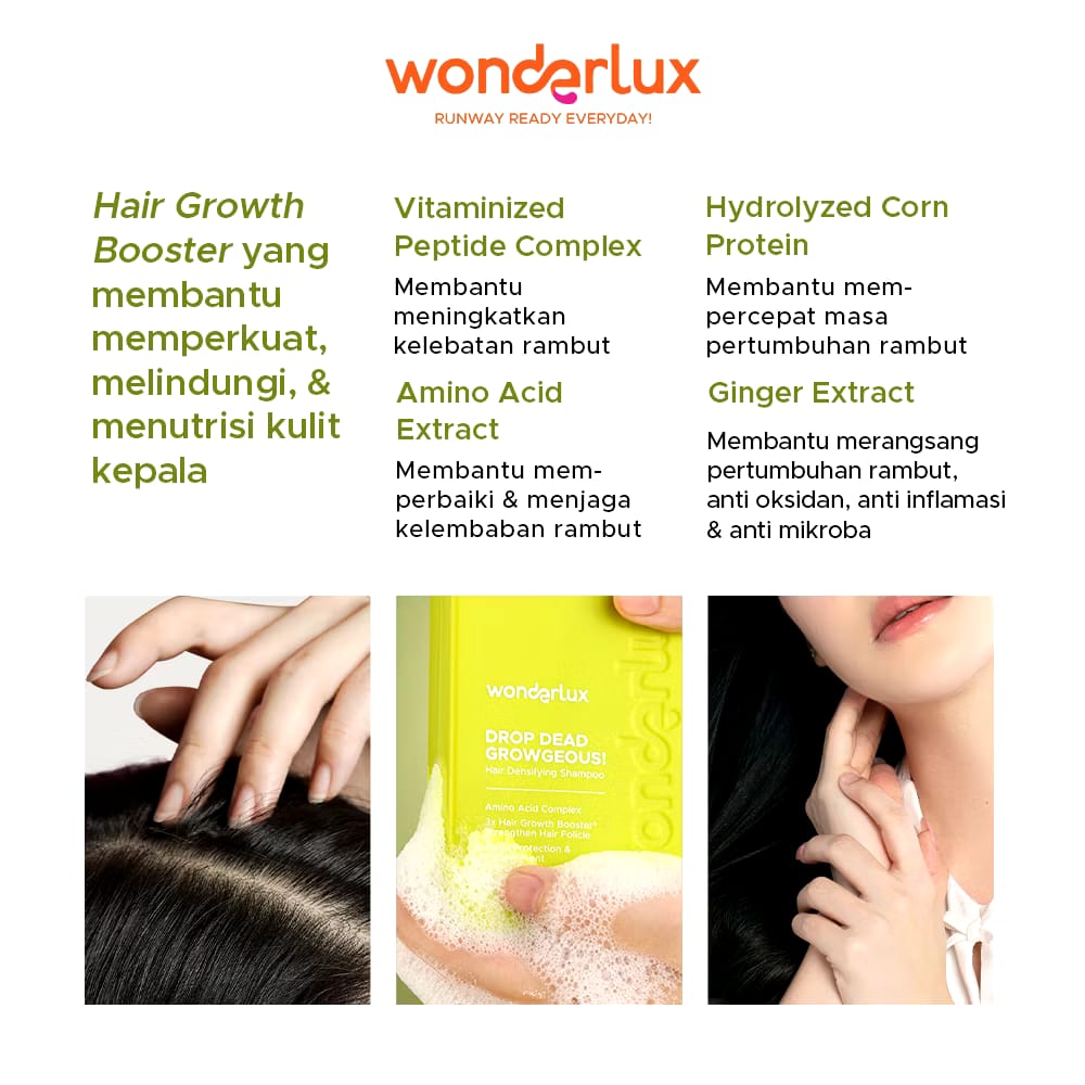 Wahana Kosmetika Indonesia Wonderlux Drop Dead Growgeous! Densifying Hair Growth Shampoo