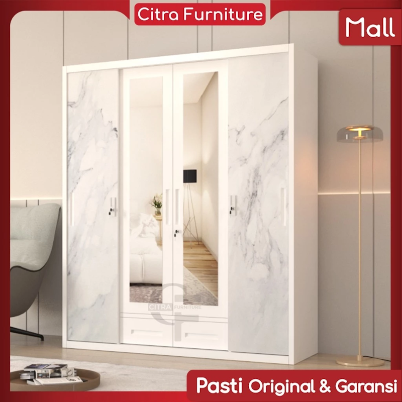 Citra Furniture SHUMO Lemari Pakaian Besi 4 Pintu Sliding Minimalis 5
