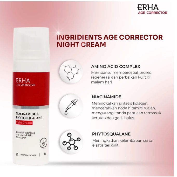 Erha Clinic Indonesia ERHA Age Corrector Niacinamide & Phytosqualane Night Cream