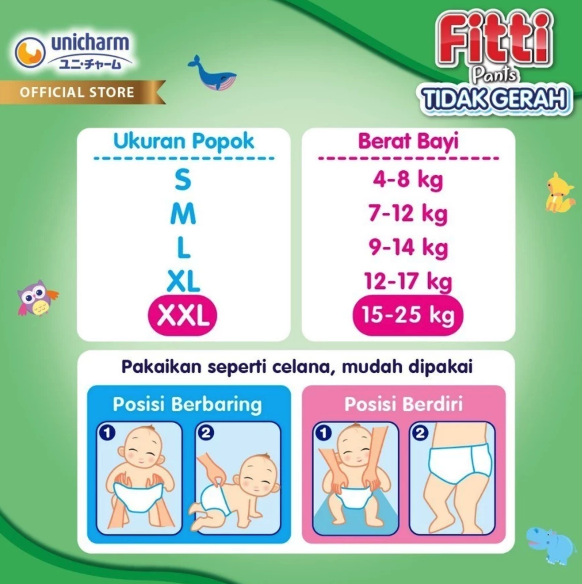 Unicharm Indonesia FITTI Pants Popok Bayi Tipe Celana XL
