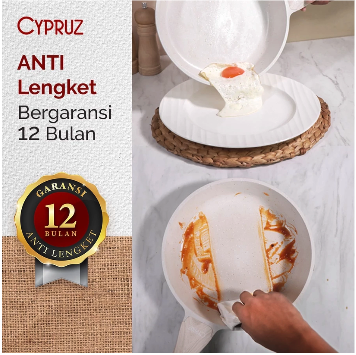 Biyan Internasional Bahagia Cypruz Milk Sauce Pan White Granite Diecast 16 cm