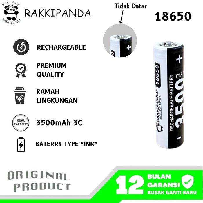 RakkiPanda 18650 Rechargeable Battery 3500mAh 2