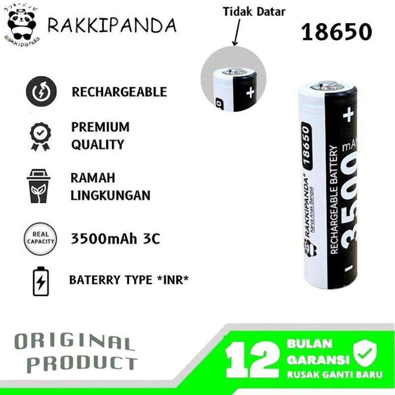 RakkiPanda 18650 Rechargeable Battery 3500mAh 2