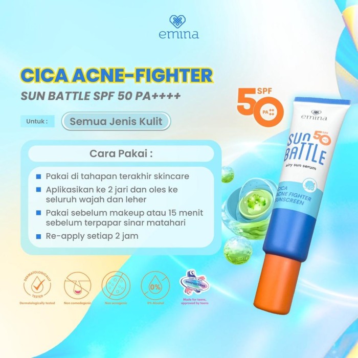Paragon Technology and Innovation Emina Sun Battle SPF 50 PA++++ Cica Acne Fighter Sunscreen
