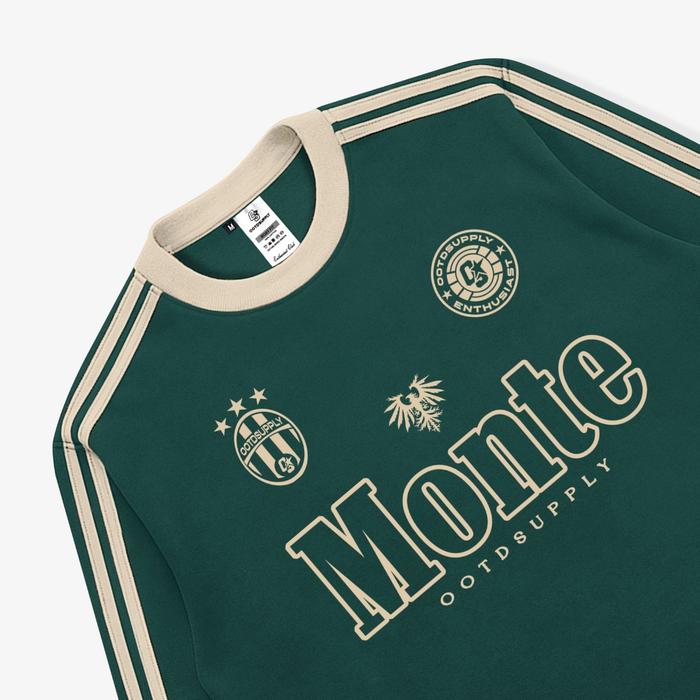 OOTDSUPPLY Longsleeve Boxy Double Stripe Monte Dark Army