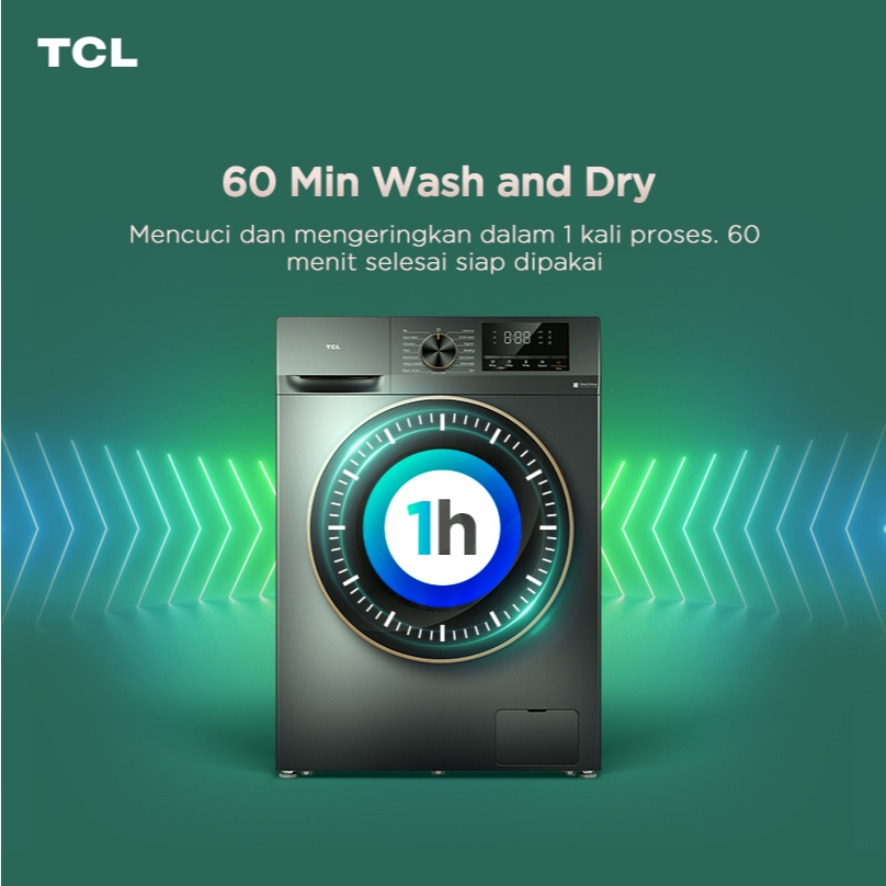 TCL Technology TCL Ecorora Mesin Cuci Front Loading Washer Dryer 10,5 Kg TWD105-C22DG